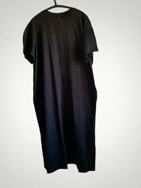 Uniqlo black mercerized cotton short sleeve t-shirt dress, Size L